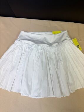 All in Motion White Pleated Women’s Skirt lined inner liner side pockets knit SM